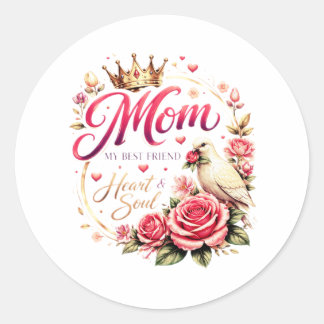 🌸 Title (SEO + Trending) Mom Crown Rose Design –  Runder Aufkleber