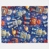 Title space robots Galactic voyage super soft plus Fleecedecke (Vorderseite (Horizontal))