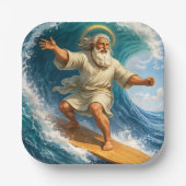 Title surfing Moses biblical art party paper plate Pappteller (Vorderseite)