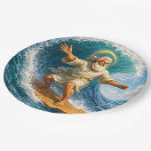 Title surfing Moses biblical art party paper plate Pappteller (Schrägansicht)