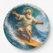 Title surfing Moses biblical art party paper plate Pappteller (Vorderseite)