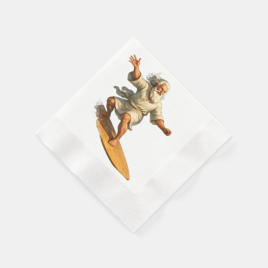 Title surfing Moses funny biblical art party paper Serviette (Ecke)