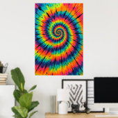 Title: Vibrant Neon Spiral Tie-Dye Art Poster (Heimbüro)