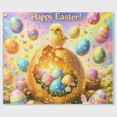 Title whimsical Easter bunny and colourful egg pat Geschenkpapier (Flach)