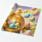 Title whimsical Easter bunny and colourful egg pat Geschenkpapier (Ungerollt)