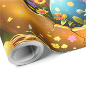 Title whimsical Easter bunny and colourful egg pat Geschenkpapier (Rolleneckpunkt)
