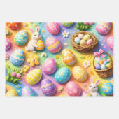 Title whimsical Easter bunny and colourful egg pat Geschenkpapier Set (Vorderseite 3)