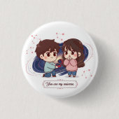 Title: "You Are My Universe" Cute Couple Proposing Button (Vorderseite)
