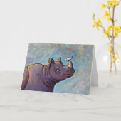 Titled: Gossip - Rhinoceros bird art Karte (Gelbe Blume)