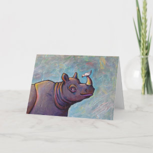 Titled: Gossip - Rhinoceros bird art Karte