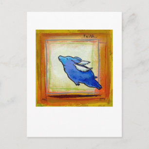 Titled: Little Blue Pig - fliegender Hoffnungsglau Postkarte