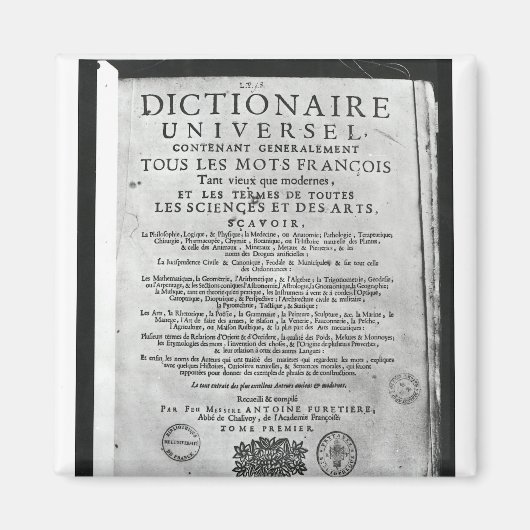 Titlepage "Dictionnaire Universel" von Magnet (Vorne)