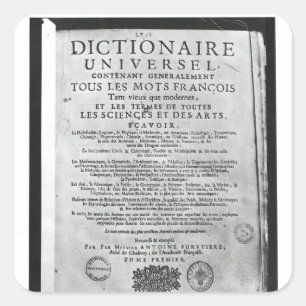 Titlepage   "Dictionnaire Universel" vorbei Quadratischer Aufkleber