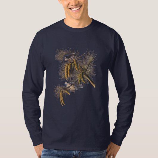 Titmaus Audubon Bird in Pine Tree T-Shirt (Vorderseite)