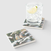 Titmaus Couple Steinuntersetzer (Seitenansicht)