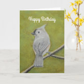 Titmaus, gespült, in Weich  Karte (Gelbe Blume)