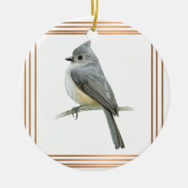 Titmaus Songbird in Goldrahmen Keramik Ornament