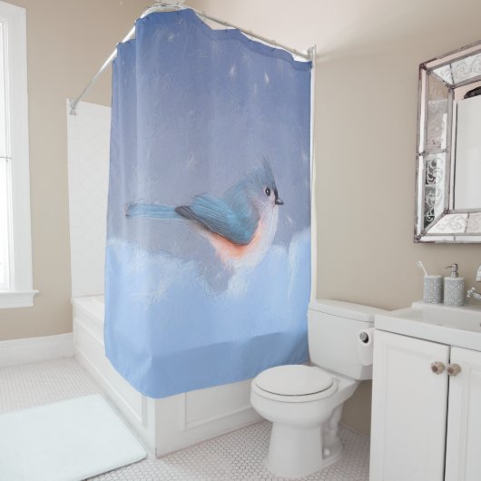 Titmausmalerei - Niedliche Original Hundkunst Duschvorhang (Beispiel)