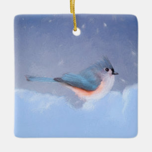 Titmausmalerei - Niedliche Original Hundkunst Keramikornament