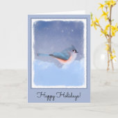 Titmausmalerei - Original Bird Art Karte (Gelbe Blume)