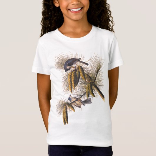 Titmouse Audubon Birds mit Pinecones T-Shirt (Vorderseite)