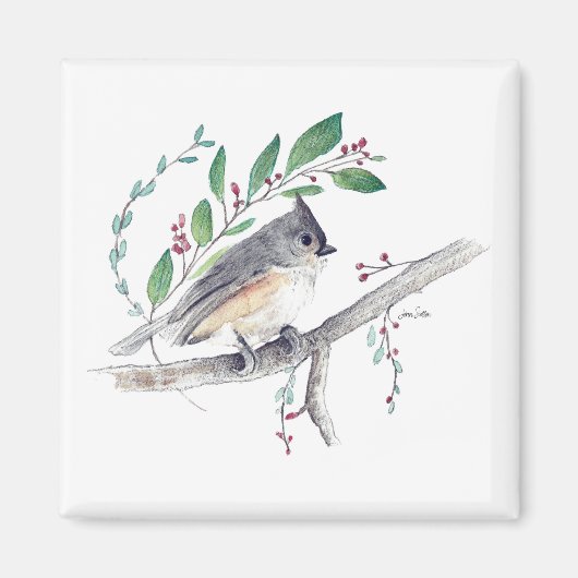 Titmouse Bird Art Magnet (Vorne)