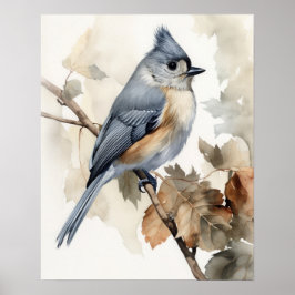 Titmouse Bird Art Print Poster
