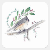 Titmouse Bird Art Square Sticker (Vorderseite)