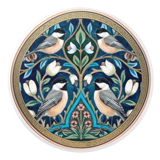 Titmouse Bird Ceramic Pull Knob Keramikknauf (Vorderseite)