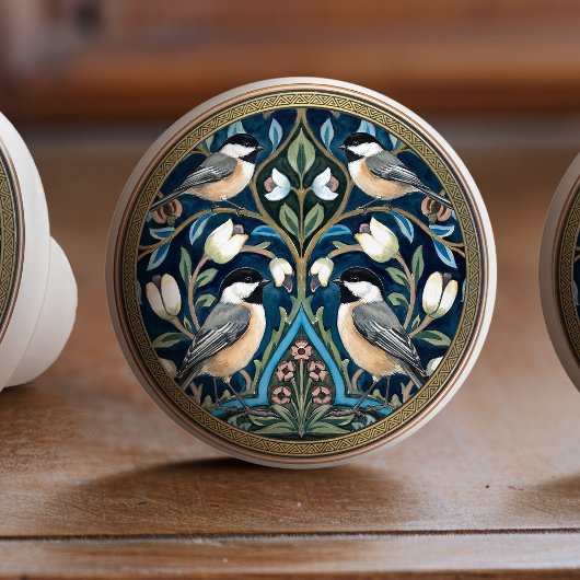 Titmouse Bird Ceramic Pull Knob Keramikknauf