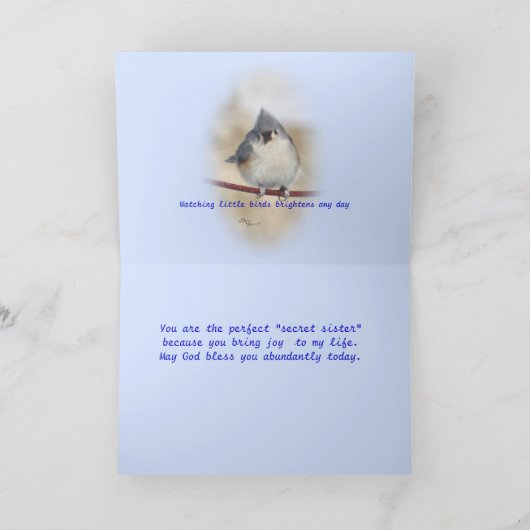 Titmouse card - geheime Schwester oder zu jedem An Karte (Innenseite)