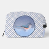 Titmouse in Snow Painting Original Bird Art Waschbeutel (Rückseite)