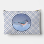 Titmouse in Snow Painting Original Bird Art Zubehörtasche (Rückseite)