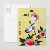 Titmouse und Peonies, Hiroshige Postkarte (Vorne/Hinten)