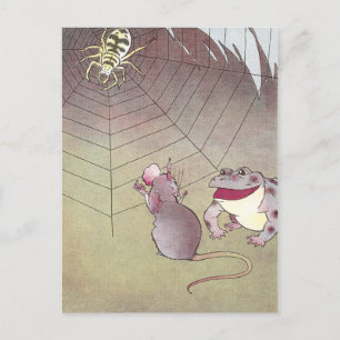 Tittle Mouse and Garden Toad Meet Spider Postkarte
