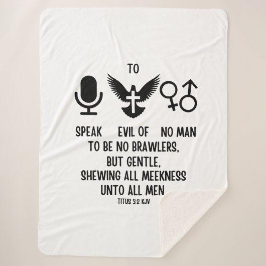 Titus 3:2 KJV Bibel Vers Zitat Sherpadecke (Vorderseite)