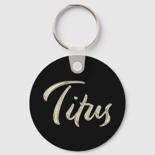 Titus Name Weißgold Button Schlüsselanhänger