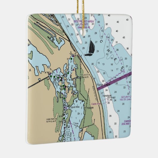 Titusville Beach Florida Chart Keramikornament (Rechts)