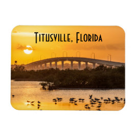 Titusville Florida Bridge Sunset Travel Foto Magnet