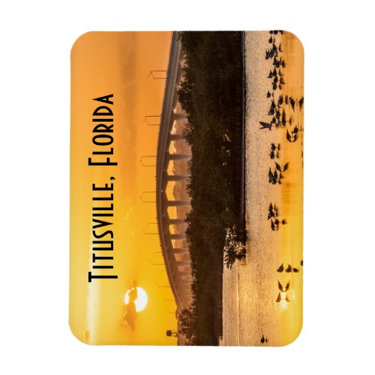 Titusville Florida Bridge Sunset Travel Foto Magnet (Vertikal)