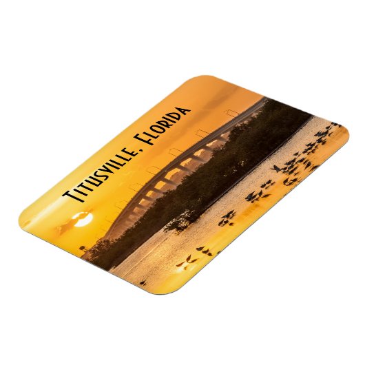 Titusville Florida Bridge Sunset Travel Foto Magnet (Linke Seite)