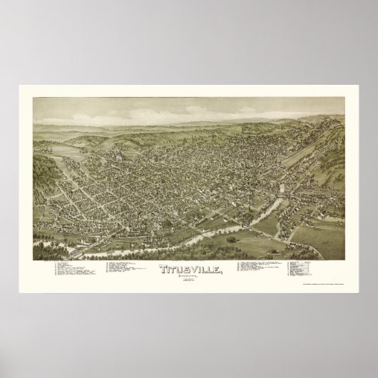 Titusville, PA Panorama Karte - 1895 Poster (Vorne)