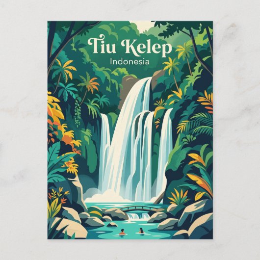 Tiu Kelep Wasserfall Indonesien Postkarte (Vorderseite)