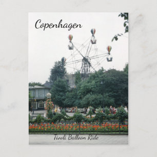 Tivoli Park Kopenhagen Vintage-Ballonfahrt 1940er Postkarte