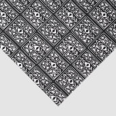 Tivoli Tile Schwarz-weißes Muster Seidenpapier (Ausschnitt)