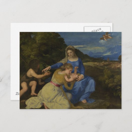 Tizian - Die Jungfrau und das Kind mit dem Säuglin Postkarte (Vorne/Hinten)