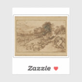 Tizian (Tiziano Vecellio) - Pastorale Szene Aufkleber (Blatt)