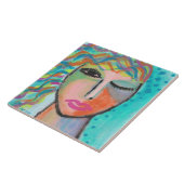 Tizzy Original Abstraktes Portrait einer Frau Fliese (Seite)