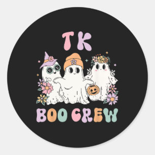 TK Boo Crew Retro Groovy Halloween Floral Ghost TK Runder Aufkleber