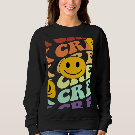 Tk crew squad retro smile face Back To School kind Sweatshirt (Vorderseite)